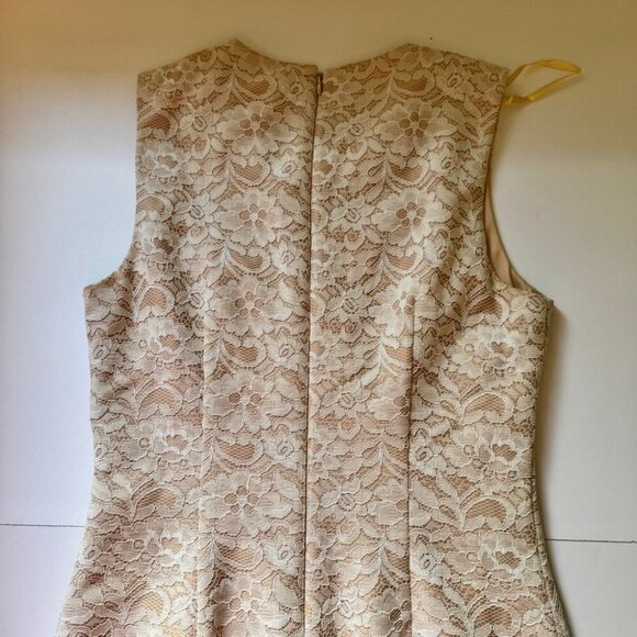 Eliza J Dress Embellished Lace Sheath Ivory Lined Wedding Neutral Floral Sz 6 - Picture 14 of 16